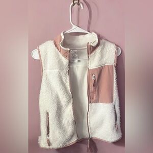 Pink and White Fleece Vest New Without Tags